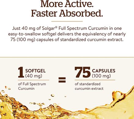 Solgar, Full Spectrum, куркумин, 60 капсул с жидким экстрактом (SOL-54707), фото
