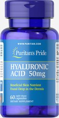 Гіалуронова кислота, Hyaluronic Acid, Puritan's Pride, 50 мг, 60 капсул (PTP-14860), фото