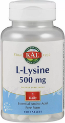 KAL, L-лизин, 500 мг, 100 таблеток (CAL-80310), фото