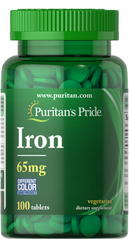 Залізо сульфат, Iron, Puritan's Pride, 65 мг, 100 таблеток (PTP-41383), фото