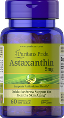 Астаксантин, Natural Astaxanthin 5 mg, Puritan's Pride, 5 мг, 60 капсул (PTP-36203), фото