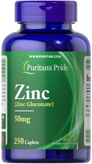 Цинк, Zinc, Puritan's Pride, 50 мг, 250 капсул (PTP-12063), фото