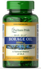 Масло огуречника, Borage Oi, Puritan's Pride, 1000 мг, 100 капсул (PTP-17732), фото