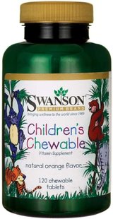 Вітаміни для дітей, Children's Chewable, Swanson, смак апельсина, 120 жувальних таблеток (SWV-11670), фото