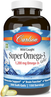 Carlson Labs, Wild Caught Super Omega-3 Gems, високоефективна омега-3 з морської риби, 600 мг, 300 капсул (CAR-01523), фото