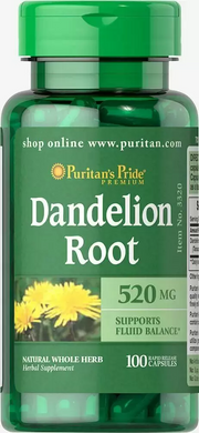 Кульбаба, корінь, Dandelion Root, Puritan's Pride, 520 мг, 100 капсул (PTP-13320), фото
