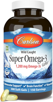 Carlson Labs, Wild Caught Super Omega-3 Gems, высокоэффективная омега-3 из морской рыбы, 600 мг, 300 капсул (CAR-01523), фото