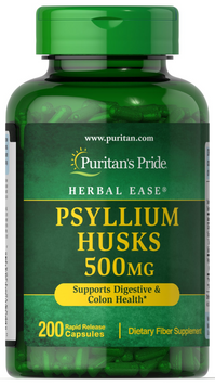 Подорожник лушпиння, Psyllium Husks, Puritan's Pride, 500 мг, 200 капсул (PTP-13241), фото