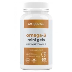 Sporter, Омега 3, 500 мг + Вітамін E, 60 гелевих капсул (818182), фото
