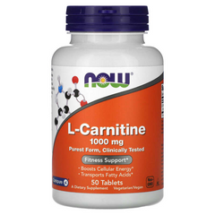 Now Foods, L-карнітин, 1000 мг, 50 таблеток (NOW-00067), фото