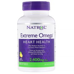 Natrol, Extreme Omega, со вкусом лимона, 1200 мг, 60 мягких желатиновых капсул (NTL-04510), фото