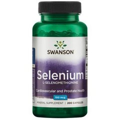 Селен (L-Селенометионин), Selenium, Swanson, 100 мкг, 200 капсул (SWV-01235), фото