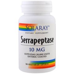 Серрапептаза, Serrapeptase, Solaray, 10 мг, 90 вегетаріанських капсул (SOR-12719), фото