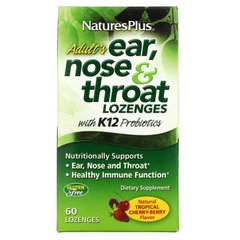 Nature's Plus, добавка для ушей, горла, носа, леденцы для взрослых, натуральная тропическая вишня, 60 леденцов (NAP-49254), фото