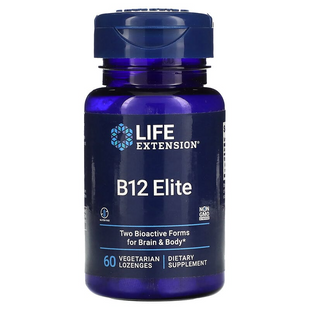 Life Extension, B12 Elite, (аденозилкобаламін/метилкобаламін), 1000 мкг, 60 вегетаріанських пастилок (LEX-24196), фото