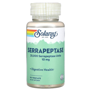 Серрапептаза, Serrapeptase, Solaray, 10 мг, 90 вегетарианских капсул (SOR-12719), фото