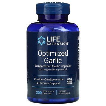 Life Extension, оптимізований екстракт часнику, стандартизовані капсули з часником, 200 вегетаріанських капсул (LEX-13942), фото