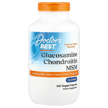 Doctor's Best, глюкозамин, хондроитин и МСМ с OptiMSM, 360 вегетарианских капсул (DRB-00364), фото