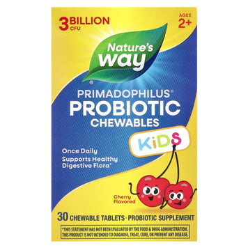 Дитячий пробіотик 3 млрд КУО Nature's Way Primadophilus Kids Probiotic Chewables | вишня - 30 жувальних таблеток, фото