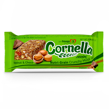 Злакові батончики AMIX Cornella Crunchy Muesli Bar | лісовий горіх та шоколад - 50 г - 1/25, фото