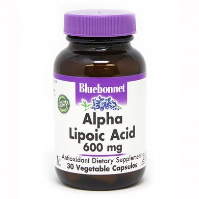 Альфа ліпоєва кислота 600 мг, Bluebonnet Nutrition, 30 рослинних капсул (BLB-00855), фото