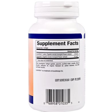 Лютеїн, Lutein, Natural Factors, 20 мг, 120 капсул (NFS-01033), фото