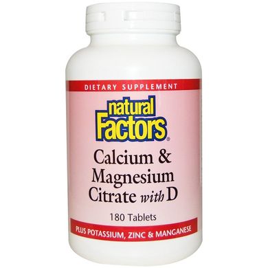 Цитрат кальция и магния (Calcium Citrate Magnesium), Natural Factors, 180 таблеток (NFS-01608), фото
