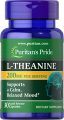 L-теанін, L-Theanine, Puritans Pride, 100 мг, 30 капсул (PTP-12881), фото