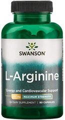 L-Аргінін, L-Arginine, Swanson, максимальна сила, 850 мг, 90 капсул (SWV-11713), фото