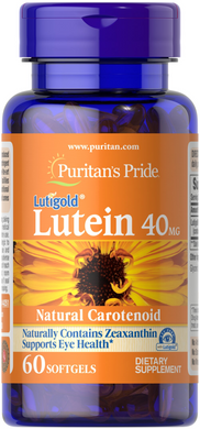 Лютеин с зеаксантином, Lutein, Puritan's Pride, 40 мг, 60 гелевых капсул (PTP-44251), фото