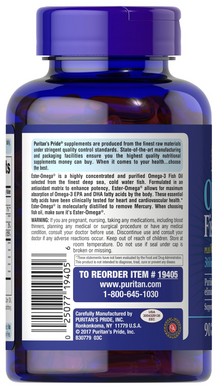 Омега-3 рыбий жир + витамин Д3, Omega-3 Fish Oil, 1000 IU of Vitamin D3, Puritan's Pride, 1200/1000 МЕ, 90 капсул (PTP-19405), фото