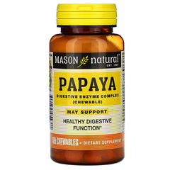 Mason Natural, папайя, комплекс травних ферментів, 100 жувальних таблеток (MAV-05471), фото