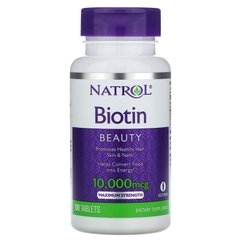 Natrol, біотин, максимальна сила дії, 10000 мкг, 100 таблеток (NTL-05396), фото