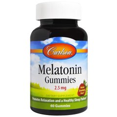 Carlson Labs, Мелатонін, полуниця, 2,5 мг, 60 цукерок (CAR-49200), фото