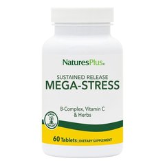 Natures Plus, Mega-Stress, тривале вивільнення, 60 таблеток (NAP-01260), фото