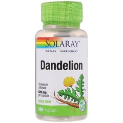 Одуванчик, Dandelion, Solaray, 520 мг, 100 капсул (SOR-01210), фото