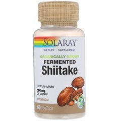 Шиитаке ферментированные грибы, Fermented Shiitake, Solaray, органик, 60 капсул (SOR-55058), фото