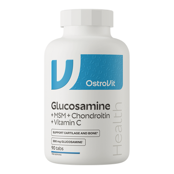 Глюкозамін + MSM + хондроїтин + вітамін C OstroVit Glucosamine + MSM + Chondroitin + Vitamin C - 90 таблеток, фото