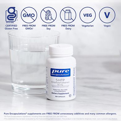 Pure Encapsulations, 5-гидрокситриптофан, 50 мг, 180 капсул (PE-00154), фото