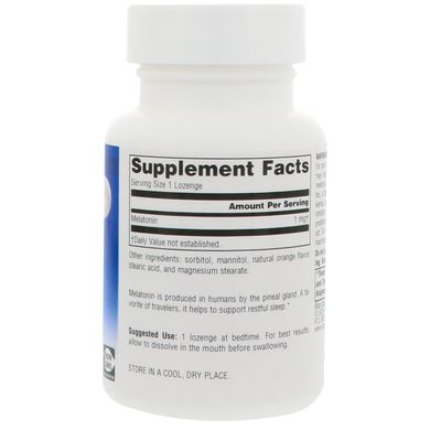 Мелатонін, смак апельсину, Sleep Science, Source Naturals, 1 мг, 100 таблеток для розсмоктування (SNS-00706), фото