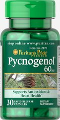 Пикногенол, Pycnogenol, Puritan's Pride, 60 мг, 30 капсул (PTP-12170), фото