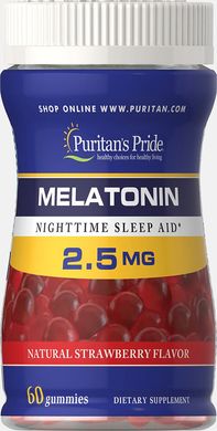 Мелатонин, Melatonin Gummy, Puritan's Pride, 2,5 мг, 60 капсул (PTP-53503), фото