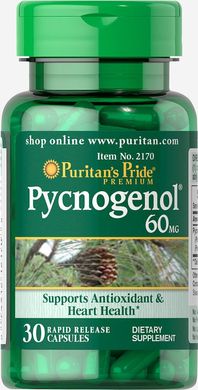 Пікногенол, Pycnogenol, Puritan's Pride, 60 мг, 30 капсул (PTP-12170), фото
