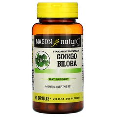 Mason Natural, гинкго билоба, стандартизированный экстракт, 60 капсул (MAV-12805), фото