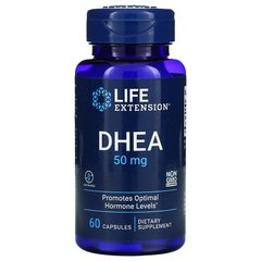 Life Extension, DHEA, (дегідроепіандростерон), 50 мг, 60 капсул (LEX-88206), фото