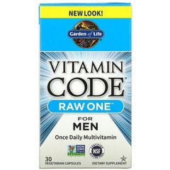 Garden of Life, Vitamin Code, Raw One для чоловіків, мультивітаміни для прийому один раз на день, 30 вегетаріанських капсул (GOL-11449), фото