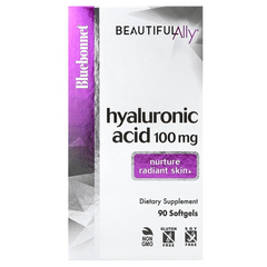 Bluebonnet Nutrition, Beautiful Ally, Hyaluronic Acid, 100 мг, 90 гелевих капсул (BLB-01512), фото