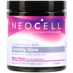 Neocell, Gummy Glow, коллаген 1 и 3 типа с биотином, ягодный вкус, 120 жевательных конфет (NEL-12987), фото