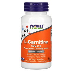 Now Foods, L-карнитин, 500 мг, 60 растительных капсул (NOW-00072), фото