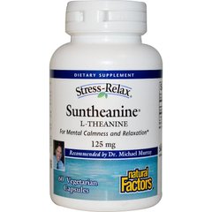 Сантеанін, L-Теанін, Suntheanine L-Theanine, Natural Factors, 125 мг, 60 капсул (NFS-04830), фото